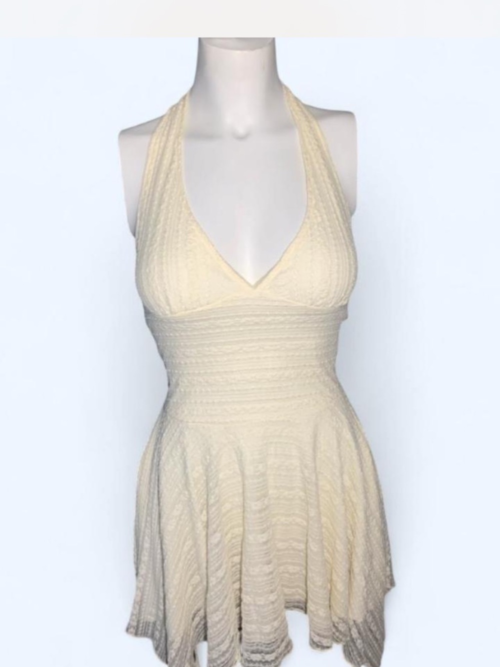 Cream Halter Mini Dress - Classic Feminine Silhouette